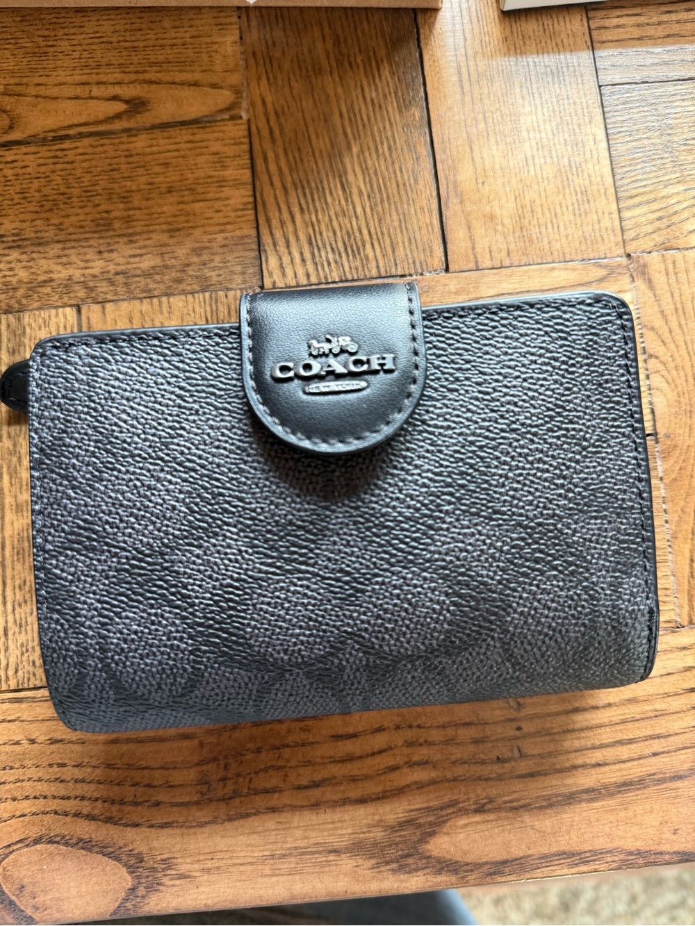 Coach Black Pebbled Leather Snap Wallet